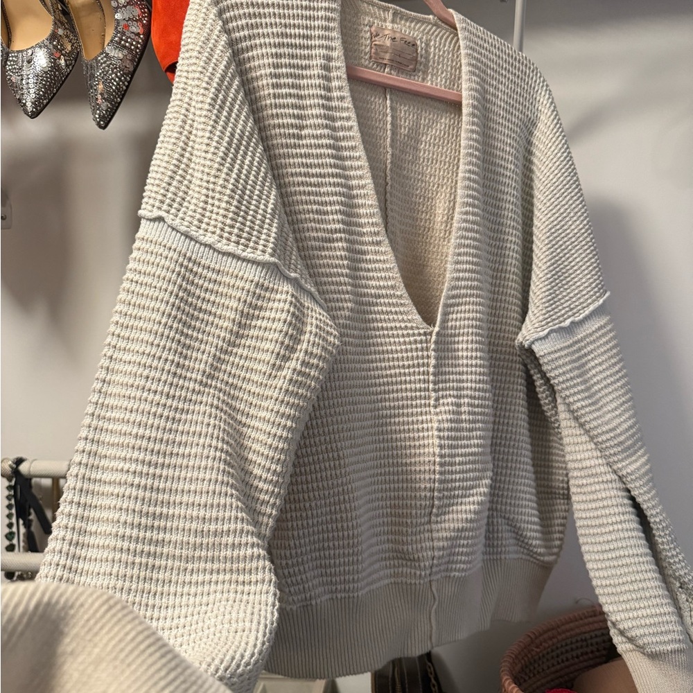 🚨SOLD🚨We The Free Cream Waffle Knit Cardigan